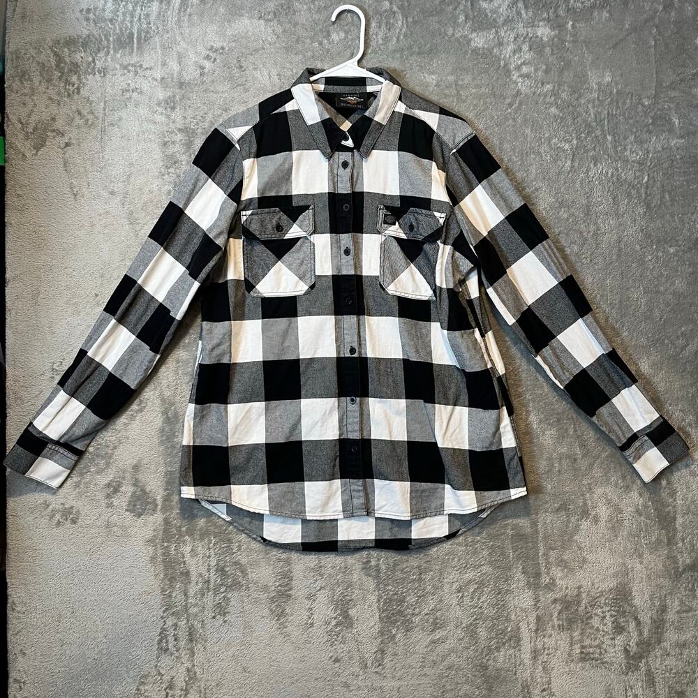Harley Davidson Women's Buffalo Plaid Long Sleeve Woven Shirt‎ 100% Cotton XL
